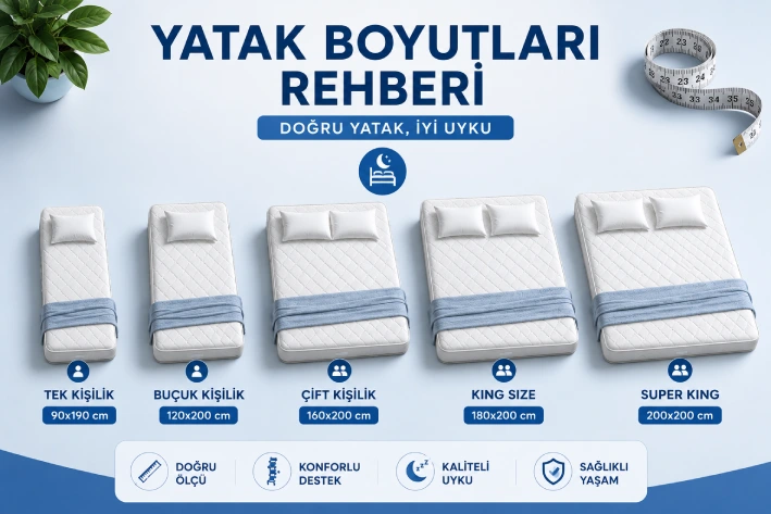 Yatak Boyutları Rehberi: Hangi Yatak Boyutu Size Uygun? (2026 Ölçü Tablosu)